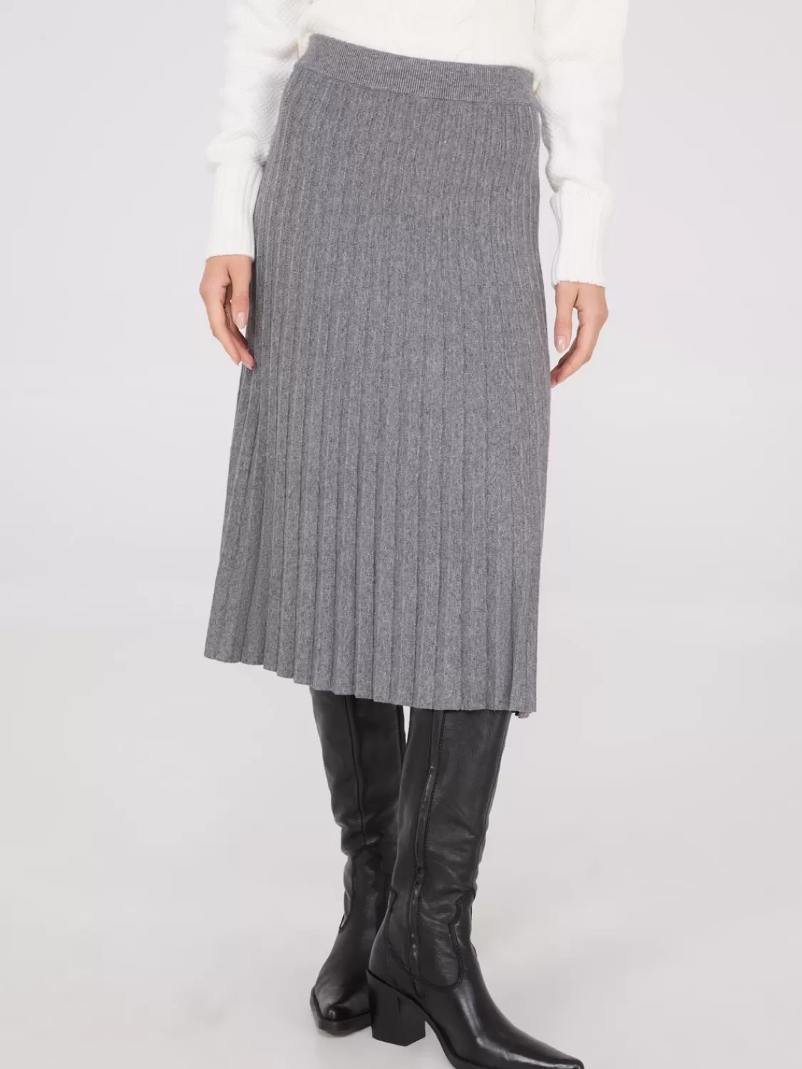 Suzy Shier Skirts*Pleated Knit Sweater Midi Skirt