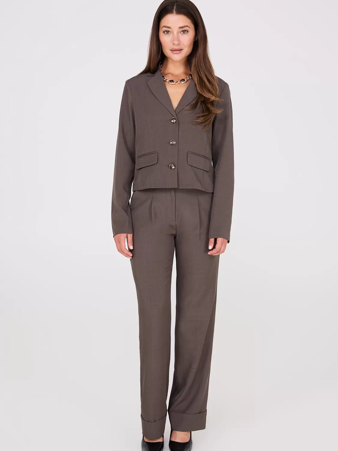 Suzy Shier Suiting | Bottoms*Pleated Wide-Leg Pants With Cuff
