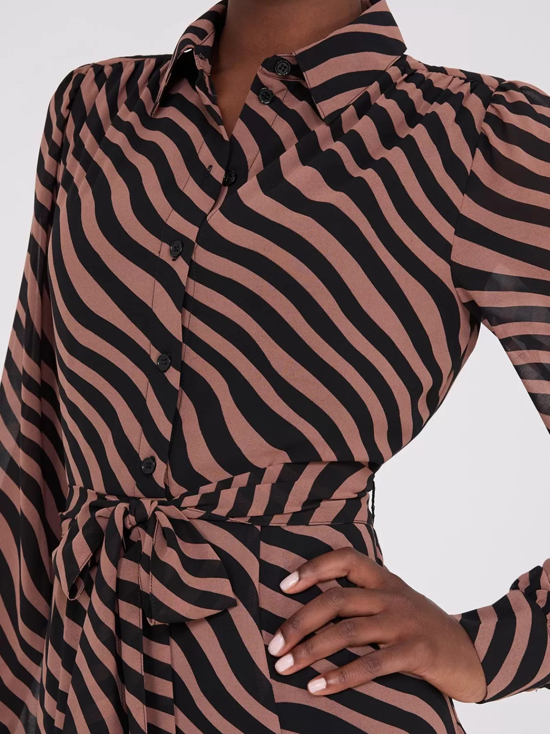 Suzy Shier Work Dresses | Dresses*Printed Chiffon Maxi Shirt Dress