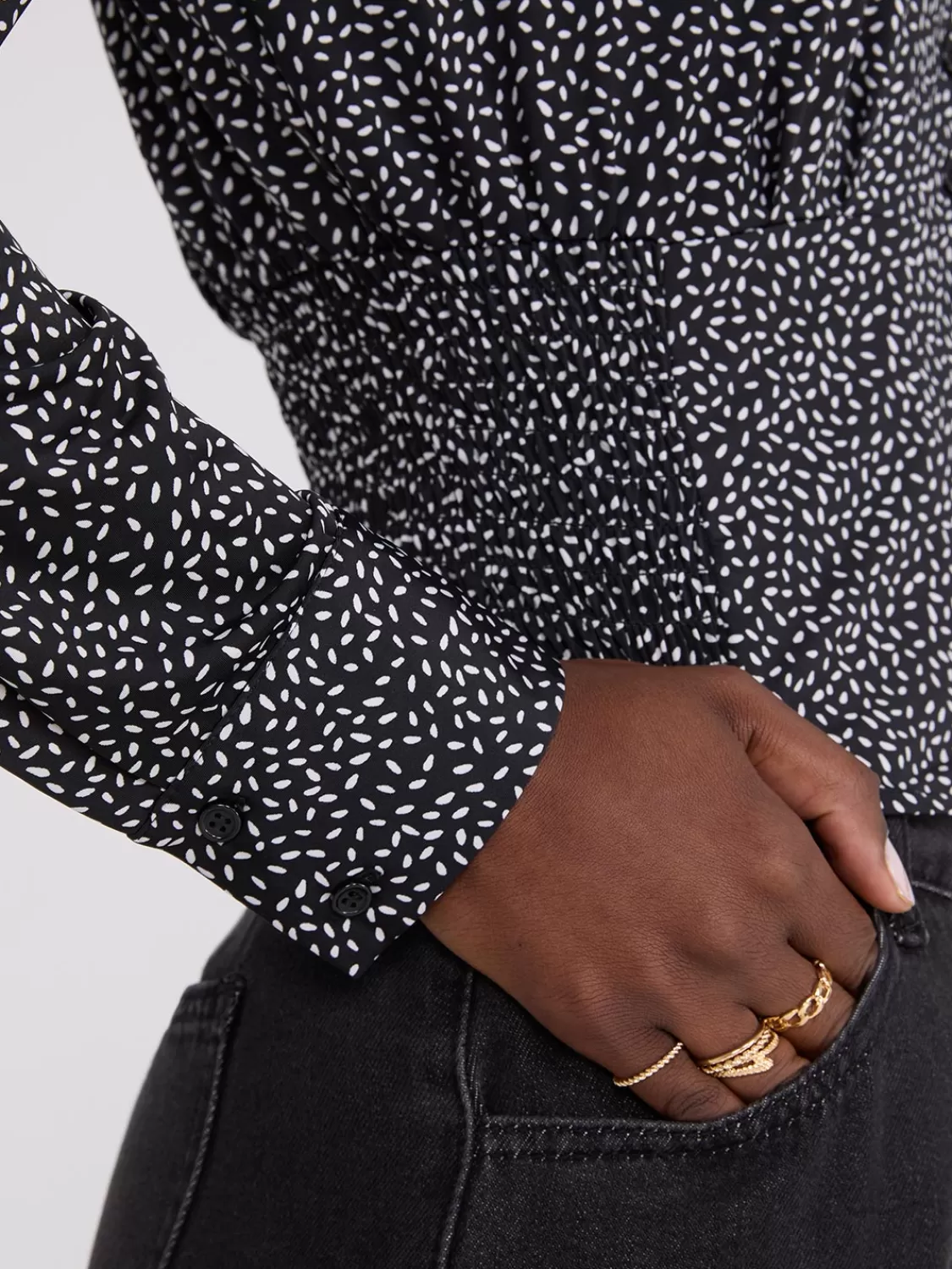 Suzy Shier Tops | Long Sleeve*Printed Empire Waist Button-Front Blouse