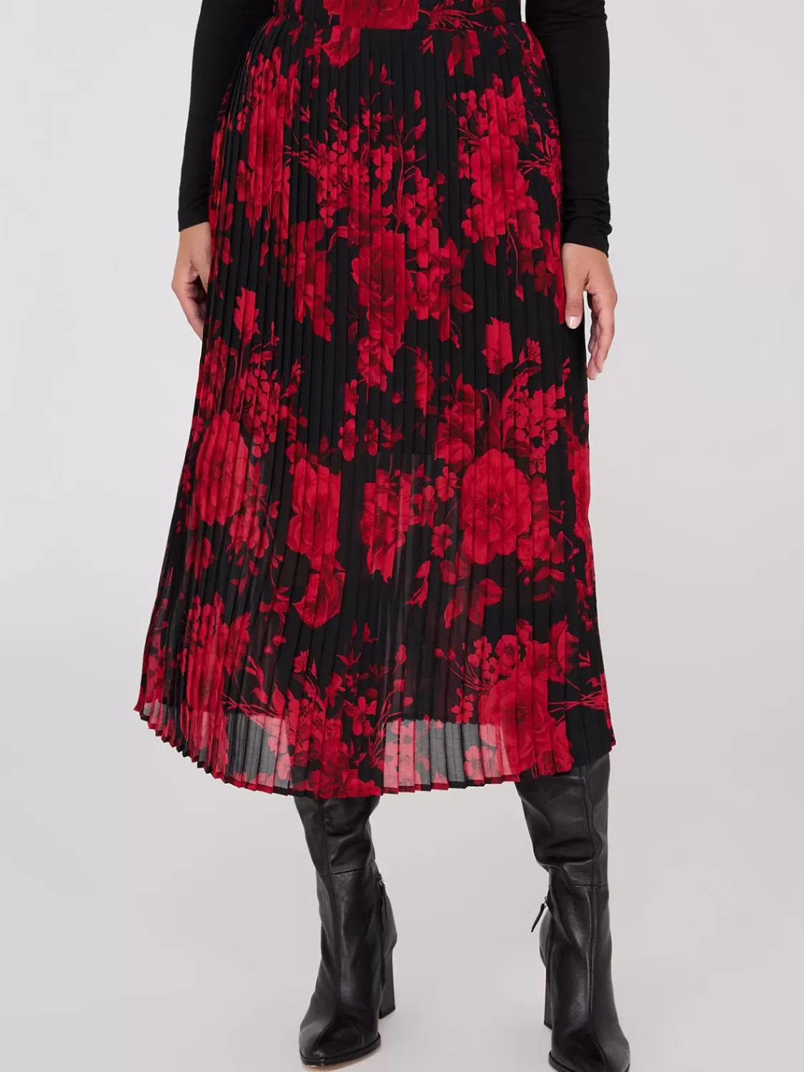 Suzy Shier Bottoms | Skirts*Printed Pleated Chiffon Midi Skirt