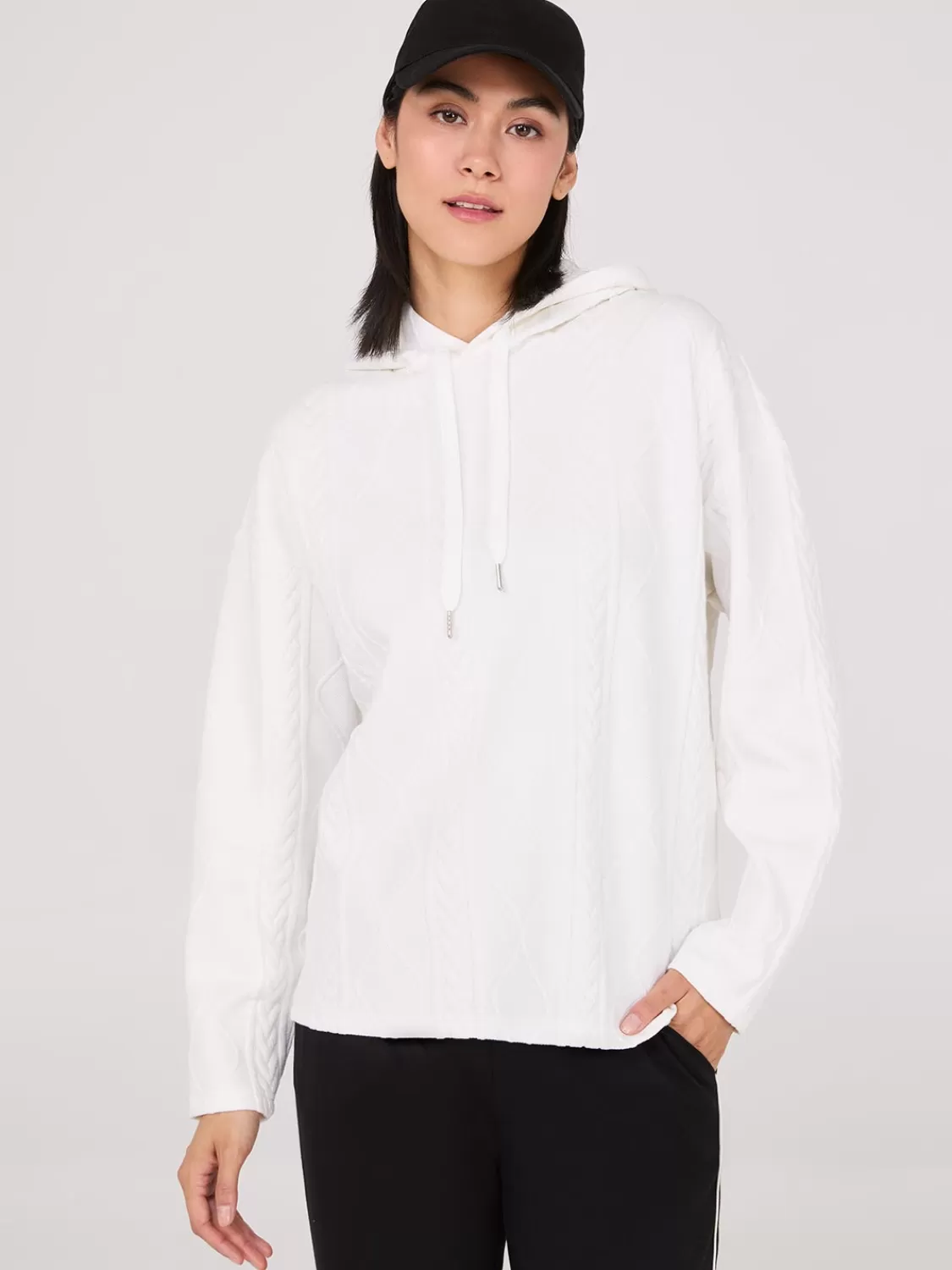 Suzy Shier Lounge & Pjs | Long Sleeve*Quilted Jacquard Hoodie