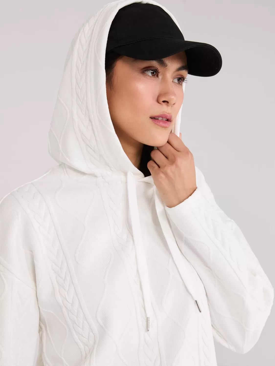 Suzy Shier Lounge & Pjs | Long Sleeve*Quilted Jacquard Hoodie