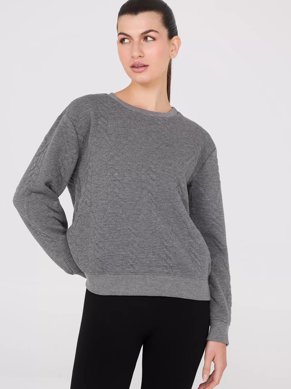 Suzy Shier Lounge & Pjs | Long Sleeve*Quilted Jacquard Sweater