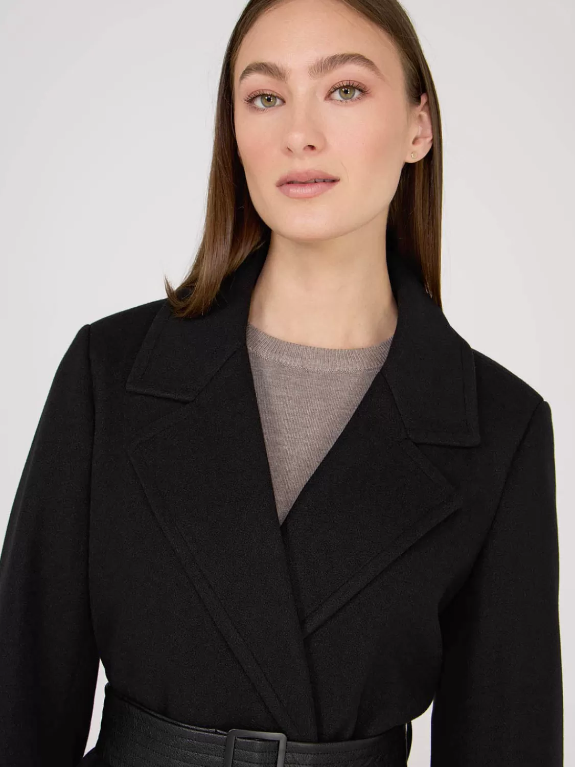 Suzy Shier Coats | Coats*Removable Faux Fur Collar Wrap Coat