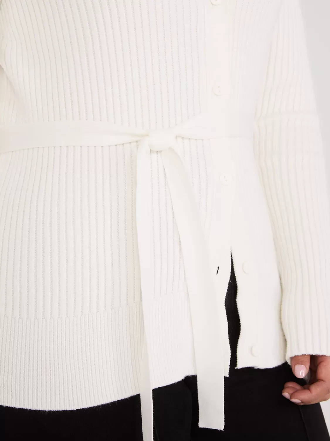 Suzy Shier Long Sleeve | Sweaters & Cardigans*Ribbed Cardigan With Removable Faux Fur Collar