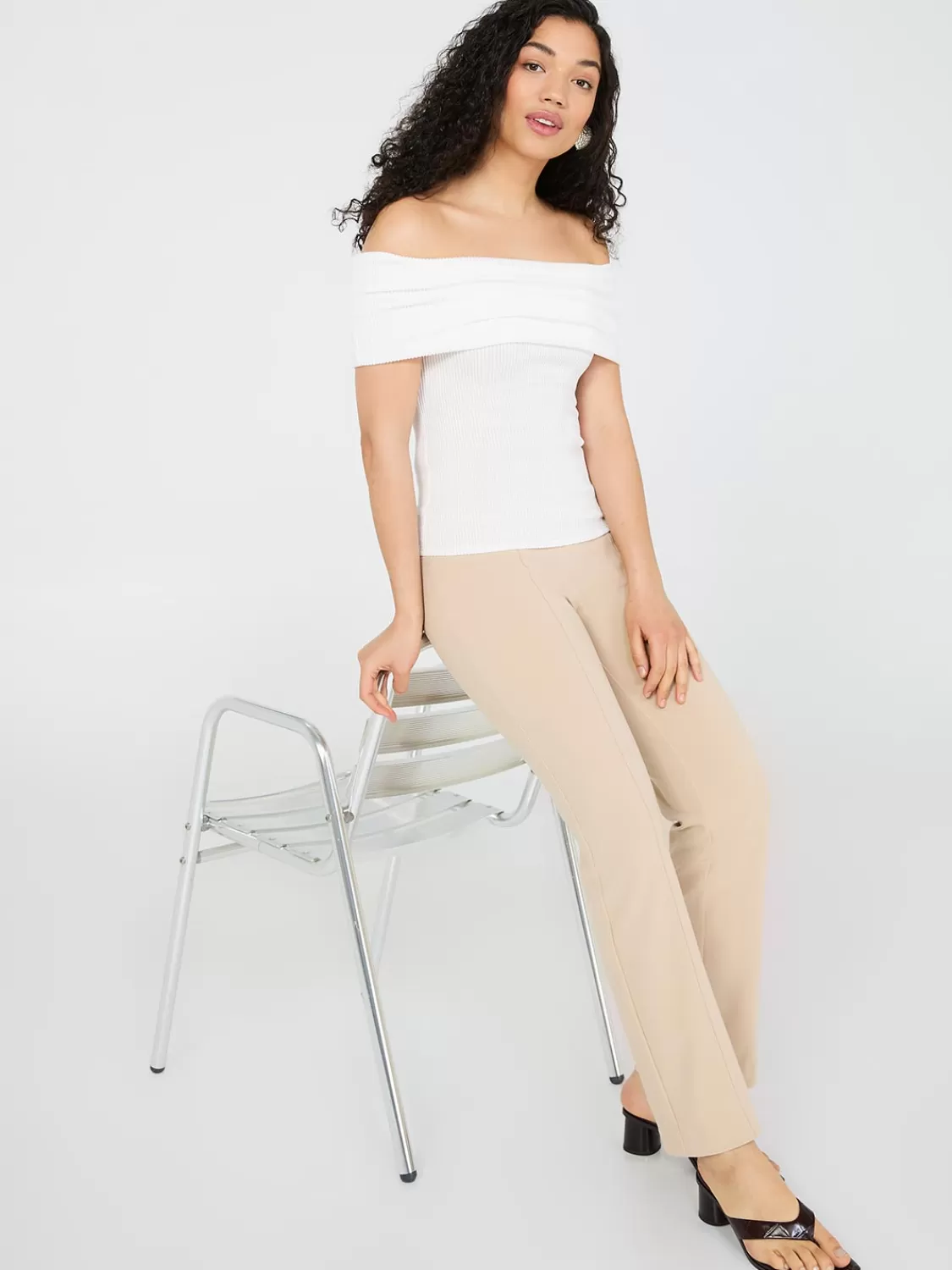 Suzy Shier Short Sleeve | Fashion Tops*Ribbed Off-The-Shoulder Top