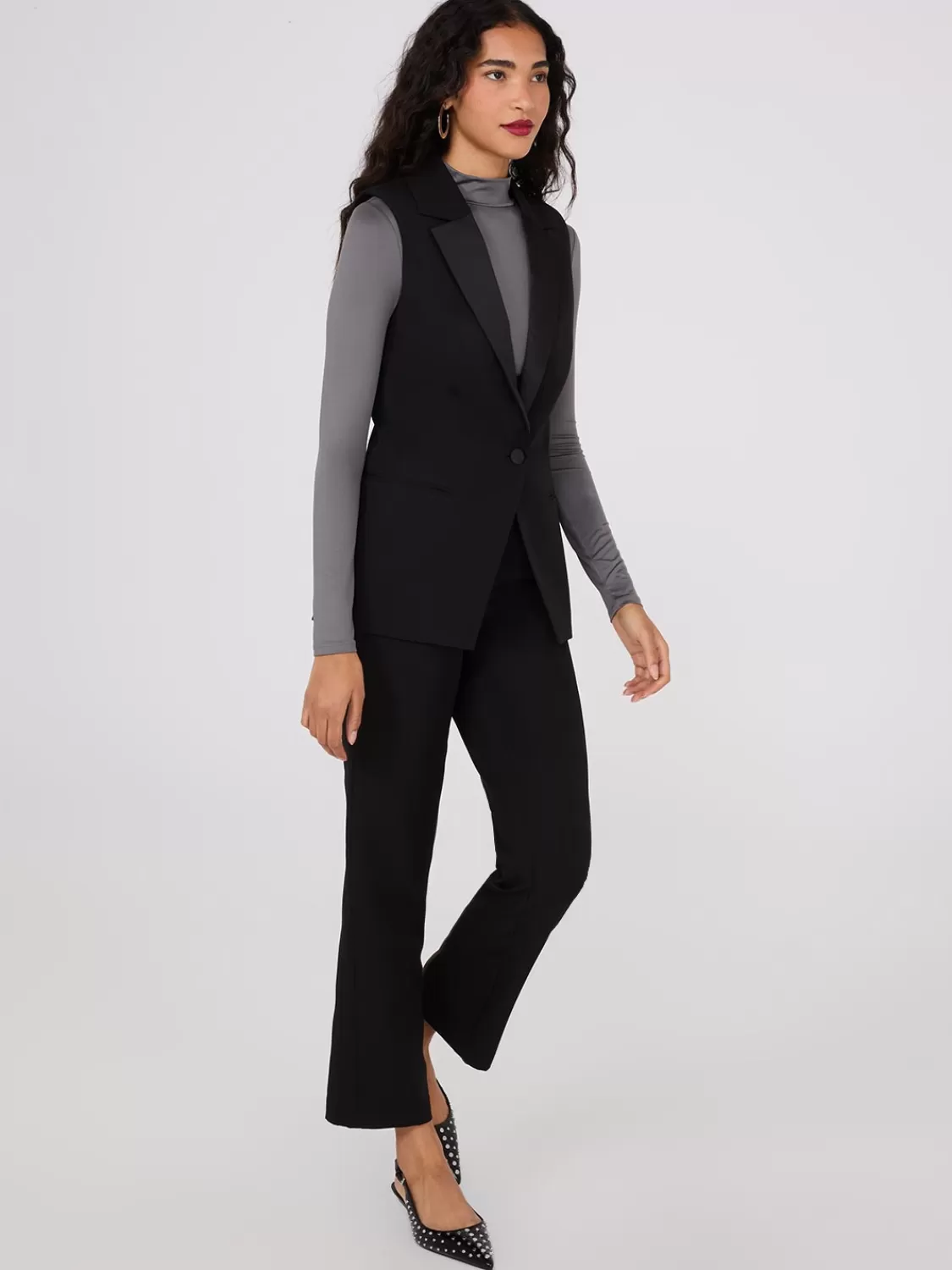 Suzy Shier Suiting | Blazers & Vests*Satin Lapel Sleeveless Vest