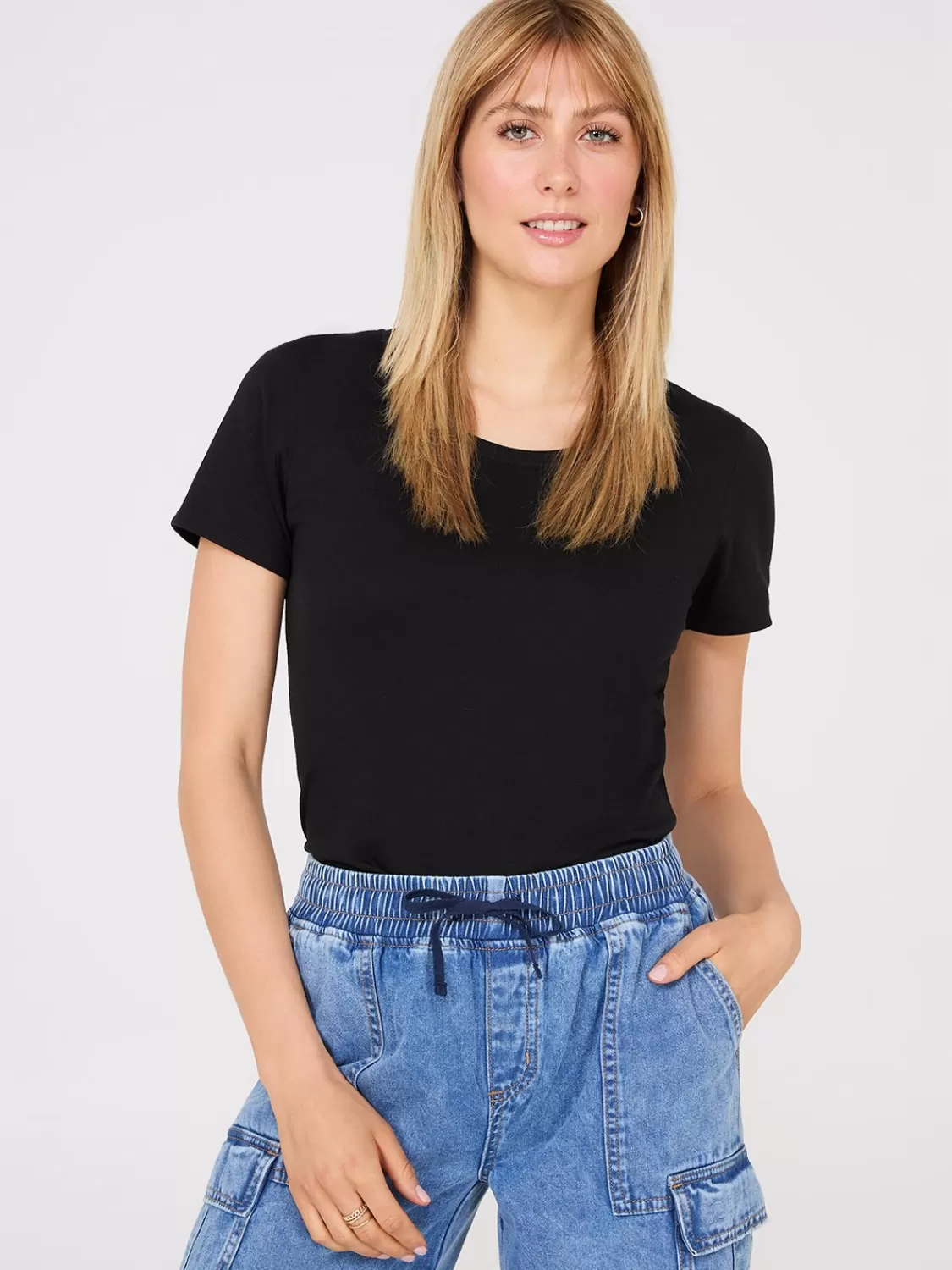 Suzy Shier Suzy Everyday | Short Sleeve*Scoop Neck Melange T-Shirt