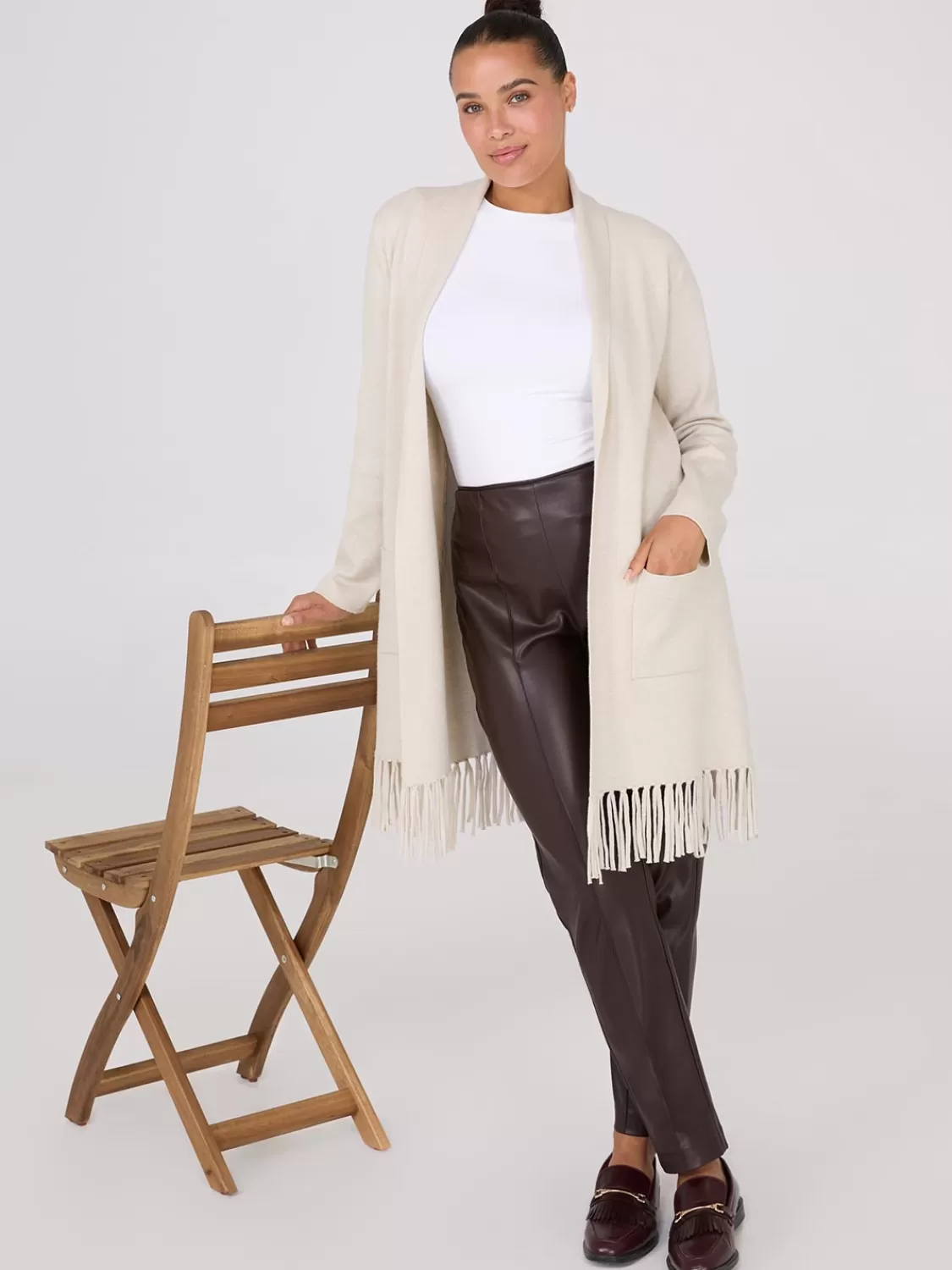 Suzy Shier Long Sleeve | Sweaters & Cardigans*Shawl Collar Duster With Fringe Hem
