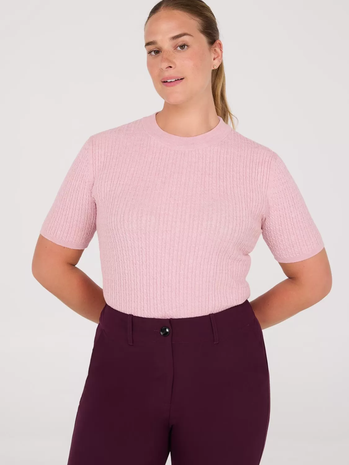 Suzy Shier Short Sleeve | Sweaters & Cardigans*Short Sleeve Cable Knit Sweater