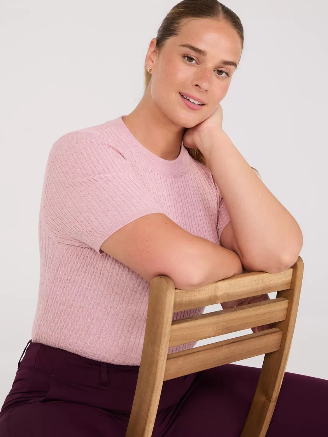 Suzy Shier Short Sleeve | Sweaters & Cardigans*Short Sleeve Cable Knit Sweater