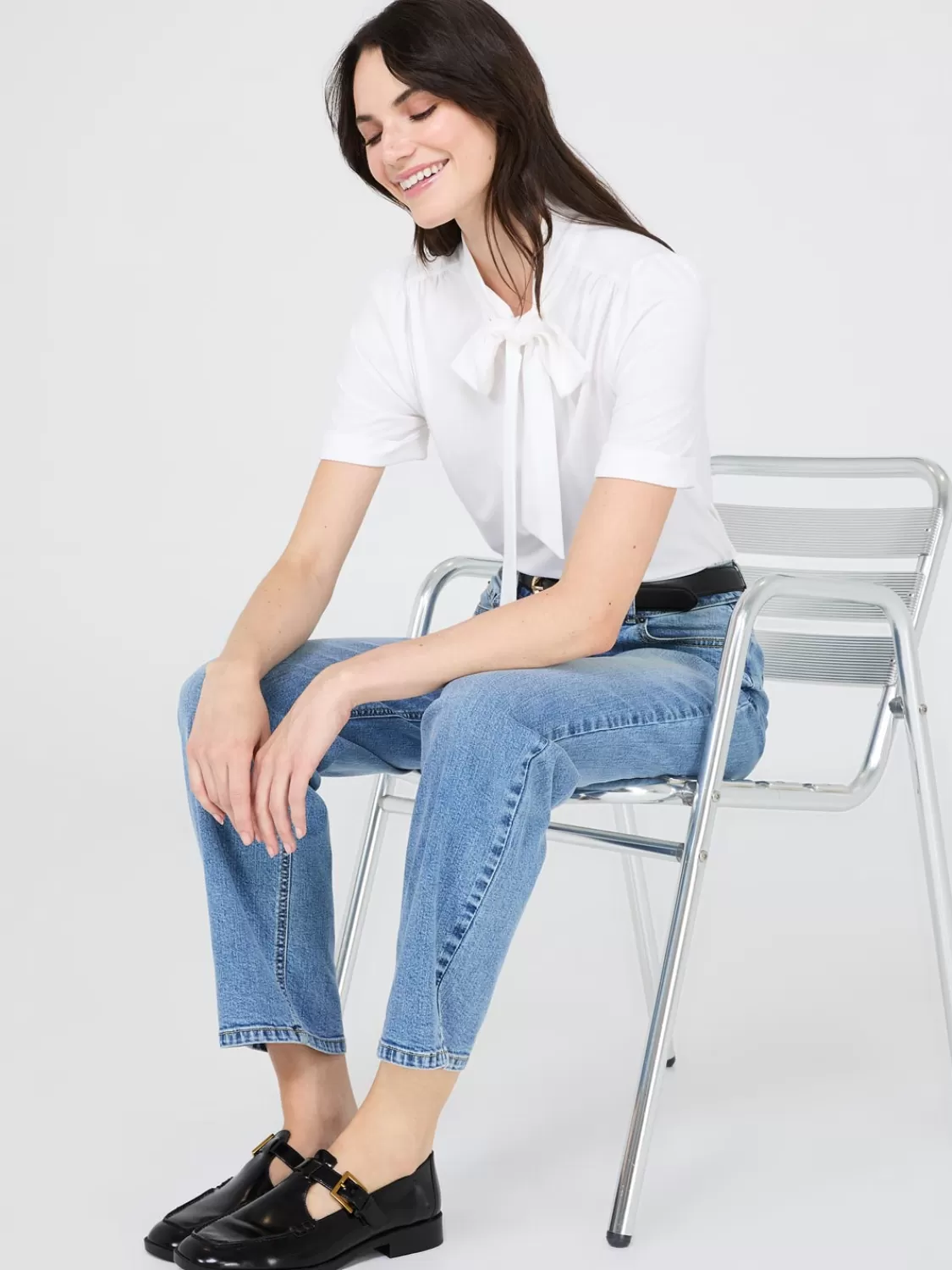 Suzy Shier Tops | Short Sleeve*Short Sleeve Tie-Neck Top
