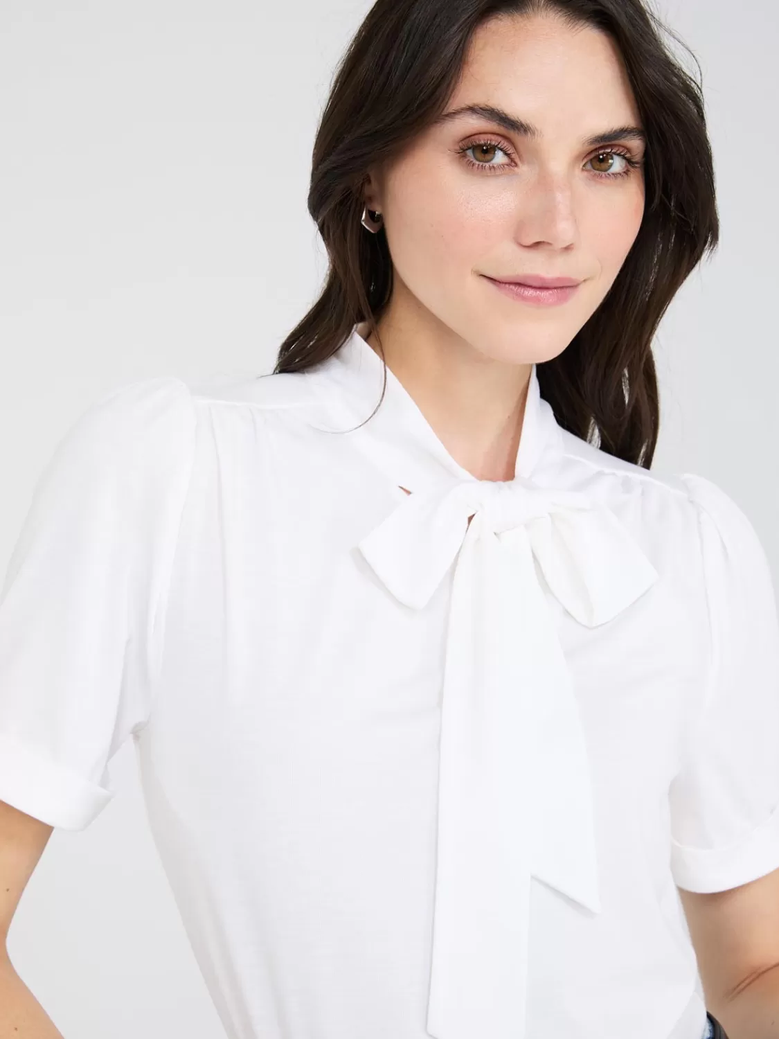 Suzy Shier Tops | Short Sleeve*Short Sleeve Tie-Neck Top