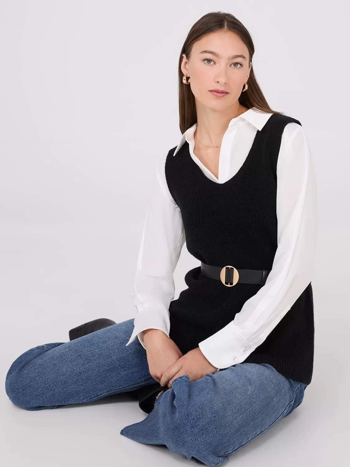 Suzy Shier Sleeveless | Sweaters & Cardigans*Sleeveless Belted Sweater Vest