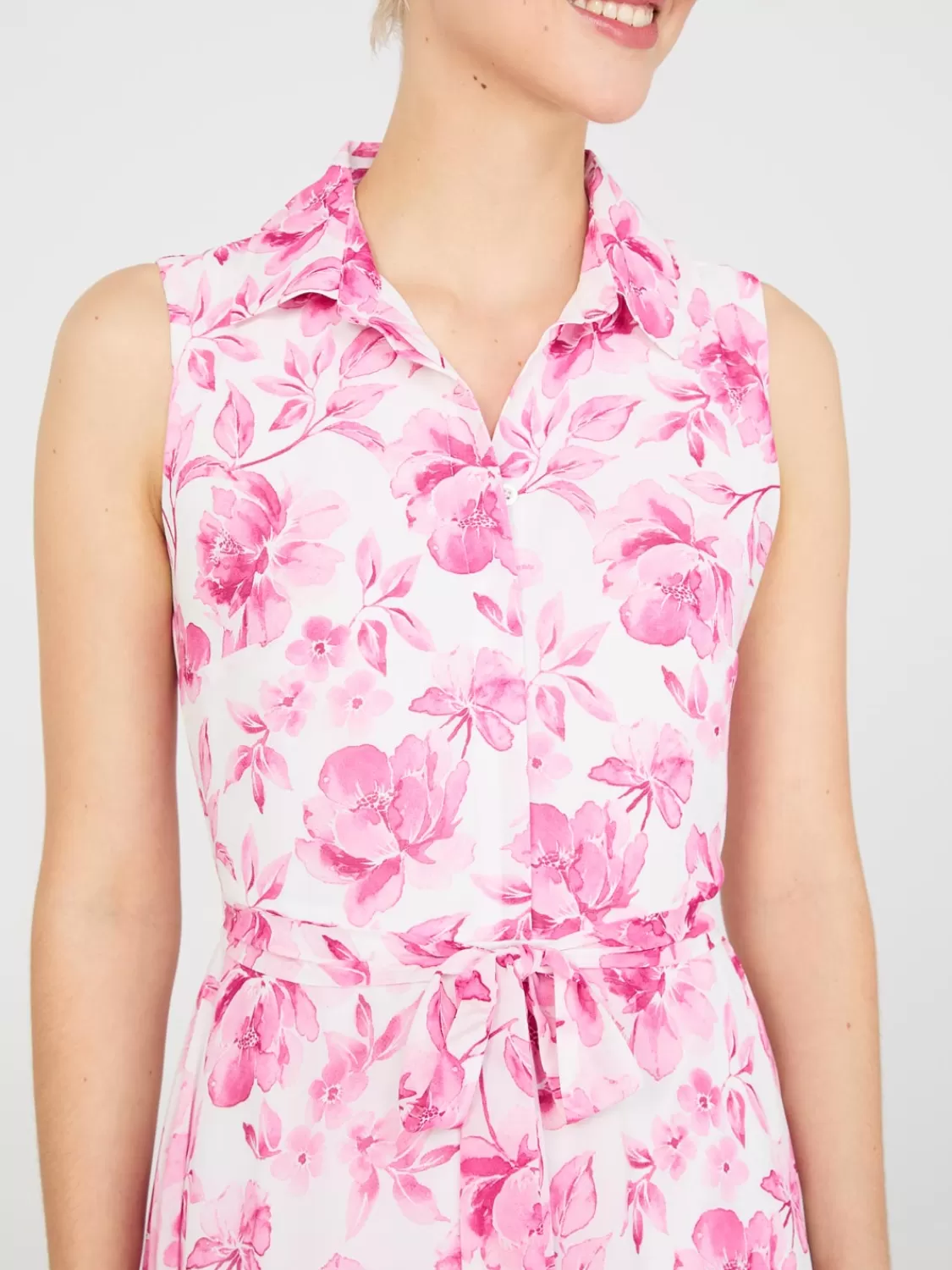 Suzy Shier Casual Dresses | Midi & Maxi*Sleeveless Chiffon Printed Button-Front Midi Dress