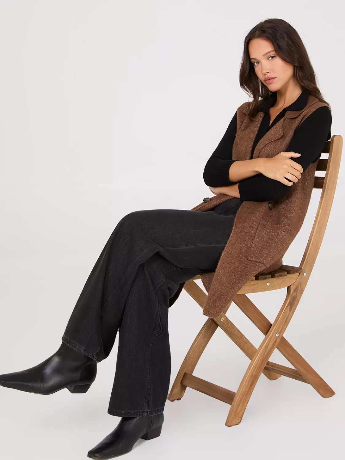 Suzy Shier Sleeveless | Sweaters & Cardigans*Sleeveless Collared Duster