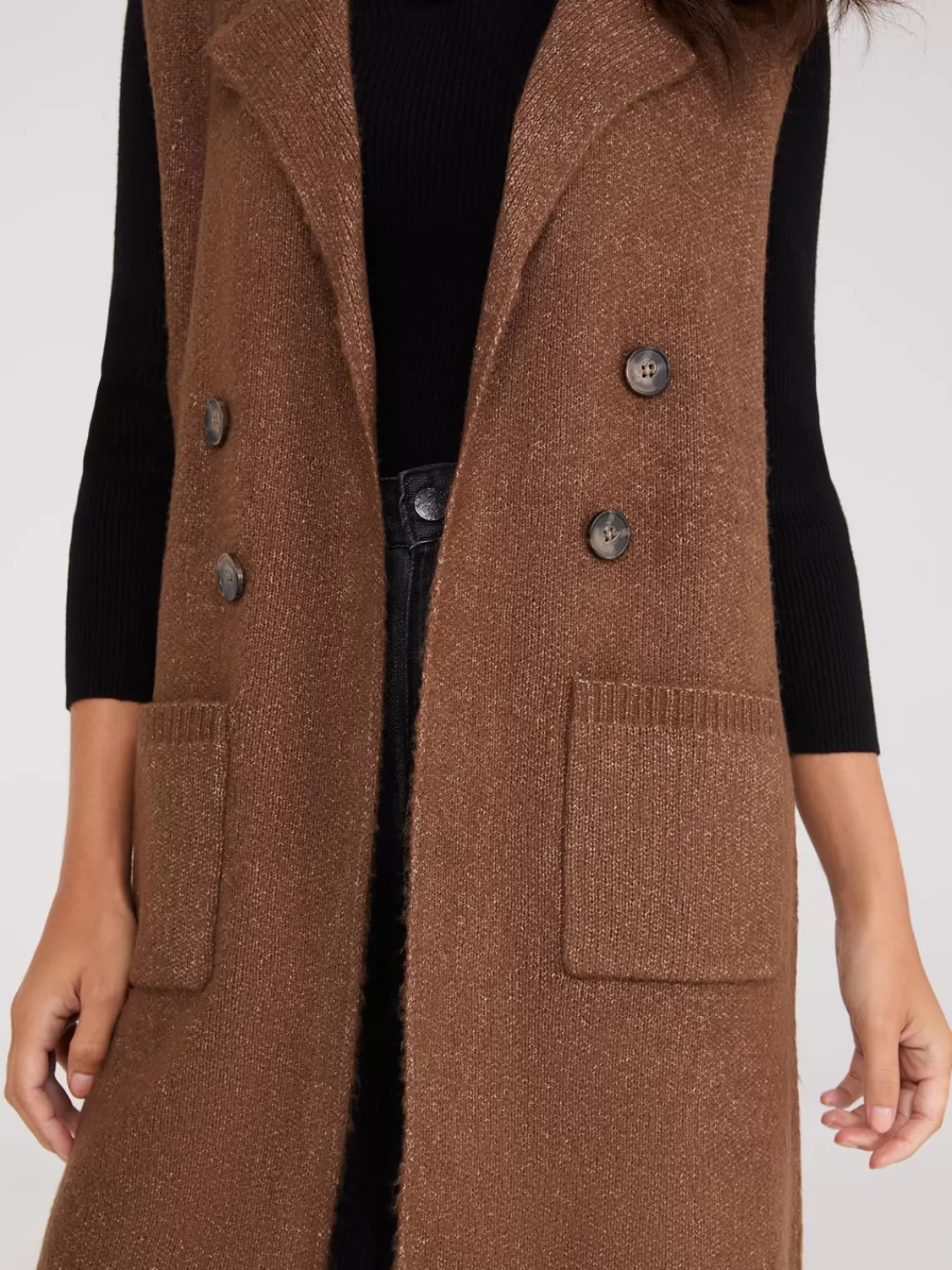 Suzy Shier Sleeveless | Sweaters & Cardigans*Sleeveless Collared Duster