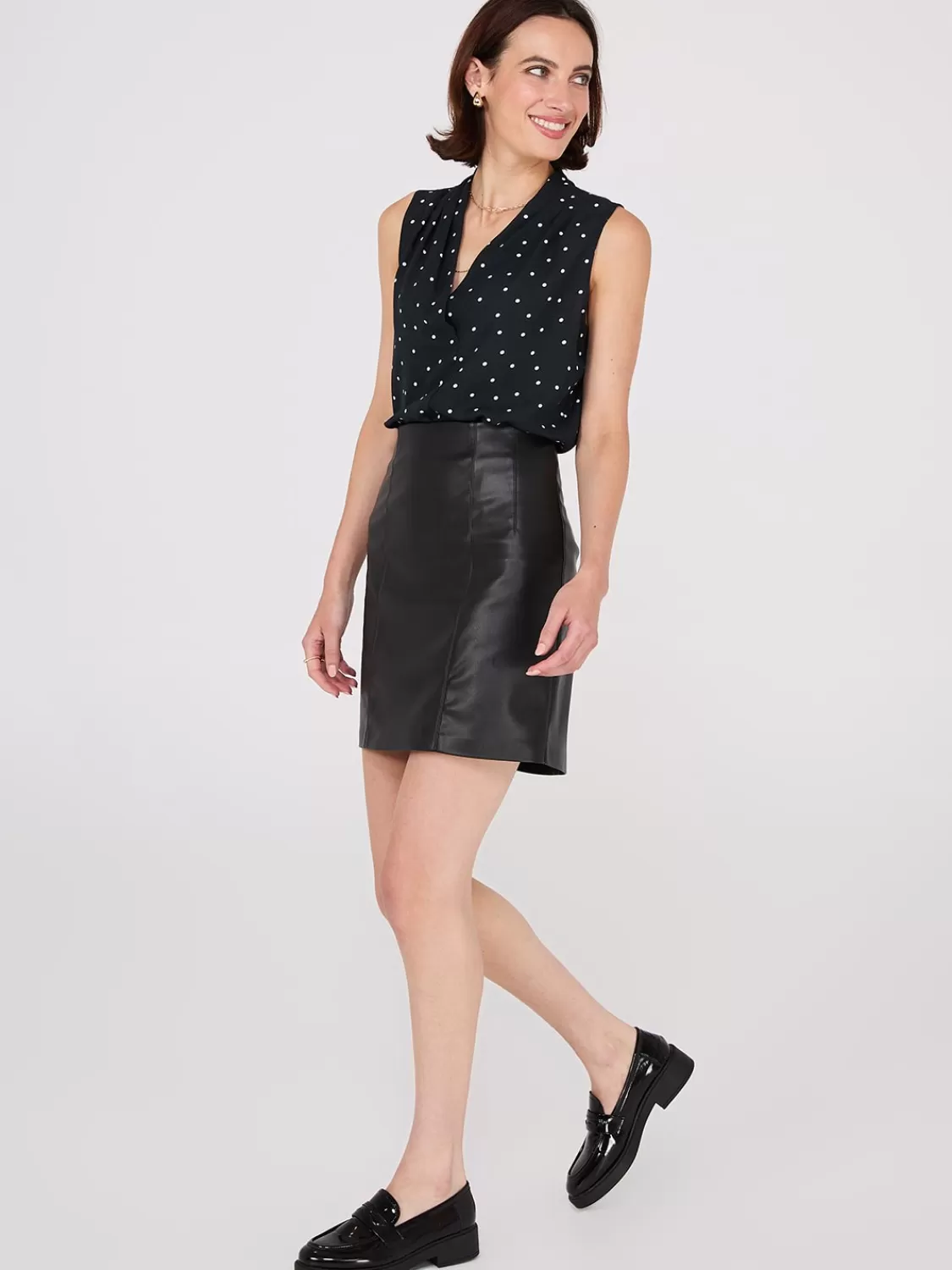 Suzy Shier Tops | Sleeveless*Sleeveless Dot Print V-Neck Blouse