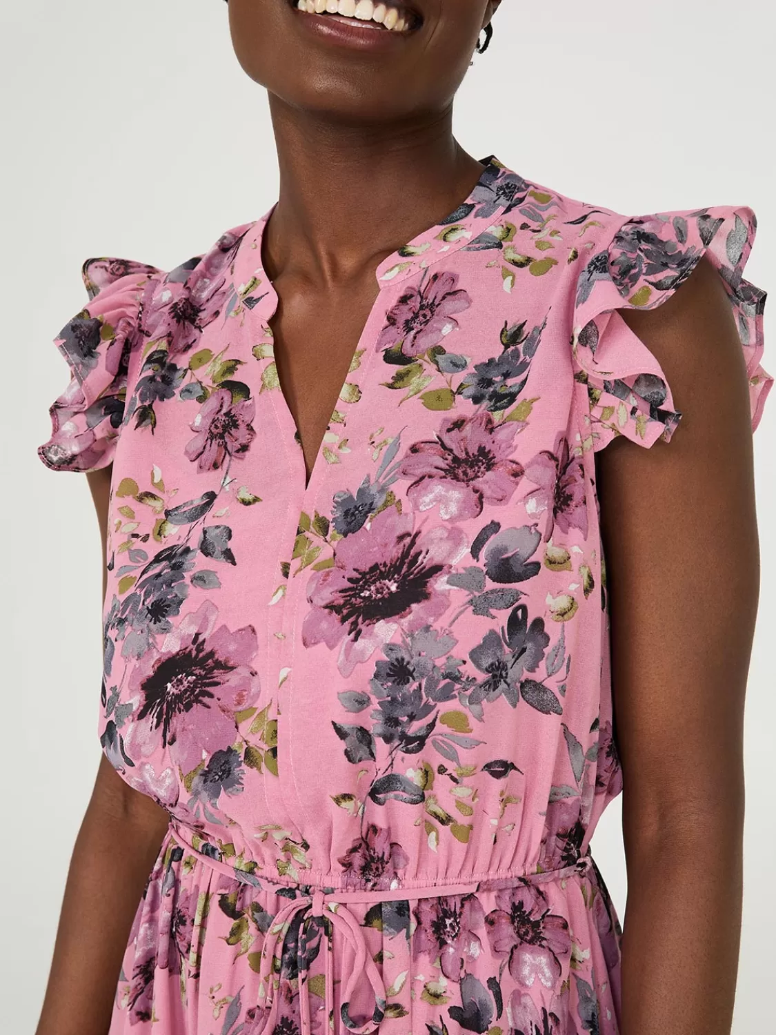 Suzy Shier Casual Dresses | Midi & Maxi*Sleeveless Floral Print Chiffon Midi Dress