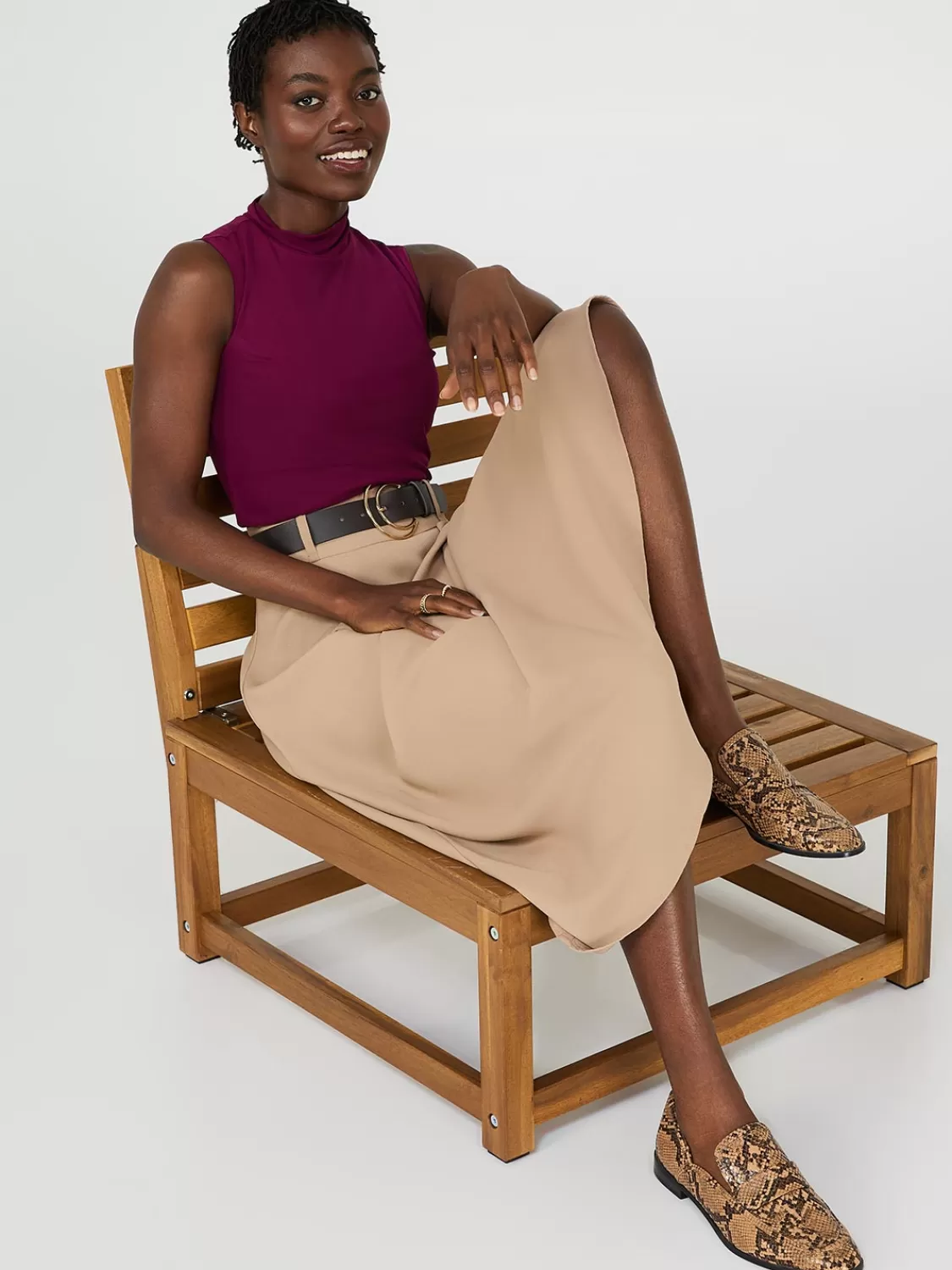 Suzy Shier Tops | Sleeveless*Sleeveless Mock Neck Mesh Top
