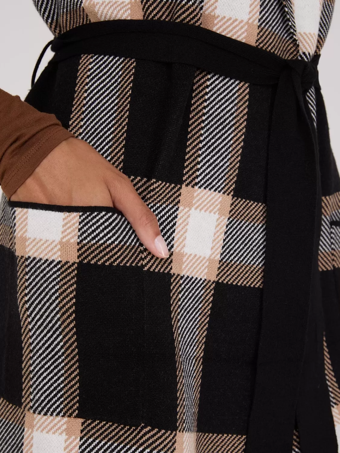 Suzy Shier Sleeveless | Sweaters & Cardigans*Sleeveless Open-Front Plaid Duster