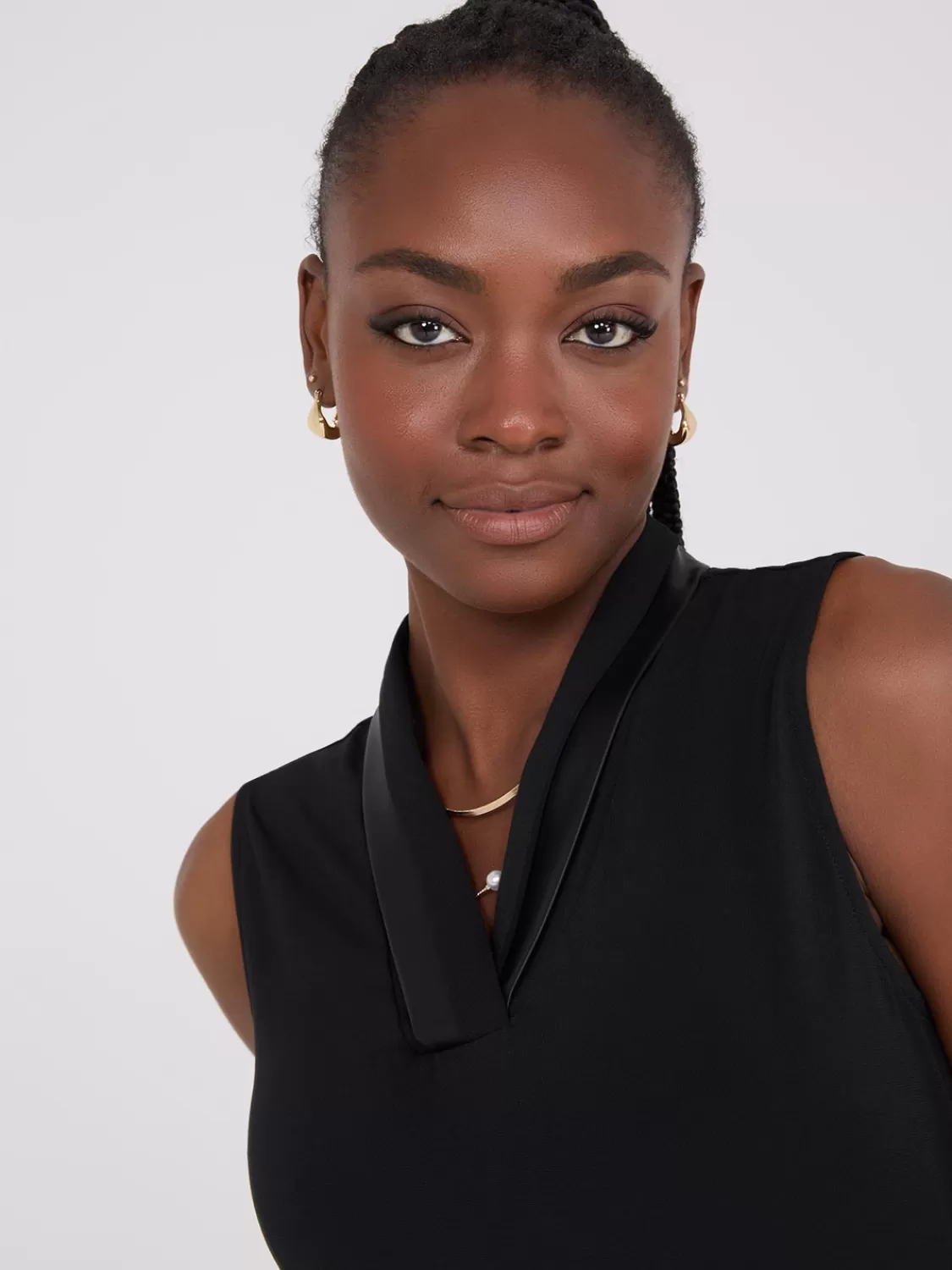 Suzy Shier Tops | Sleeveless*Sleeveless Pleated Faux Leather V-Neck Top
