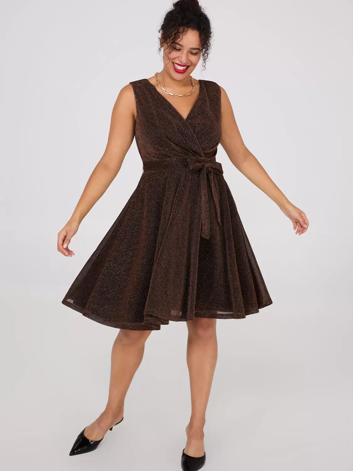 Suzy Shier Mini | Party Dresses*Sleeveless Shimmer Crossover Fit & Flare Dress