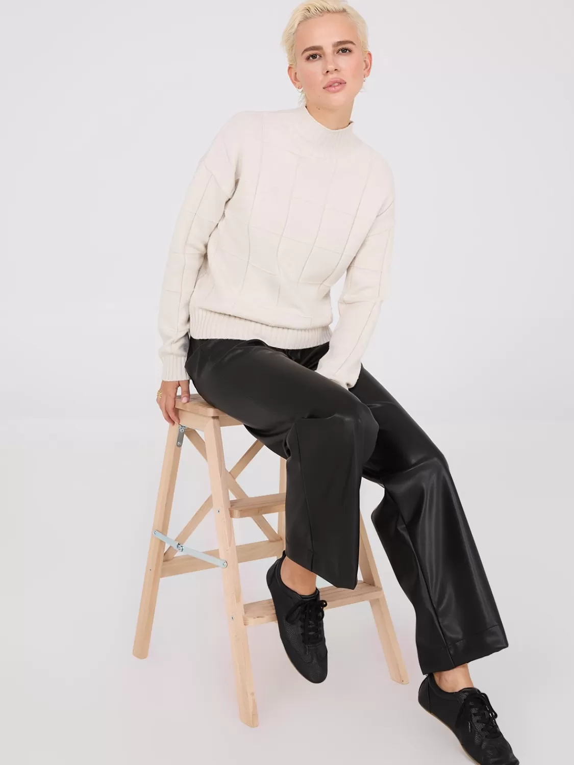 Suzy Shier Long Sleeve | Sweaters & Cardigans*Square Pattern Mock Neck Sweater