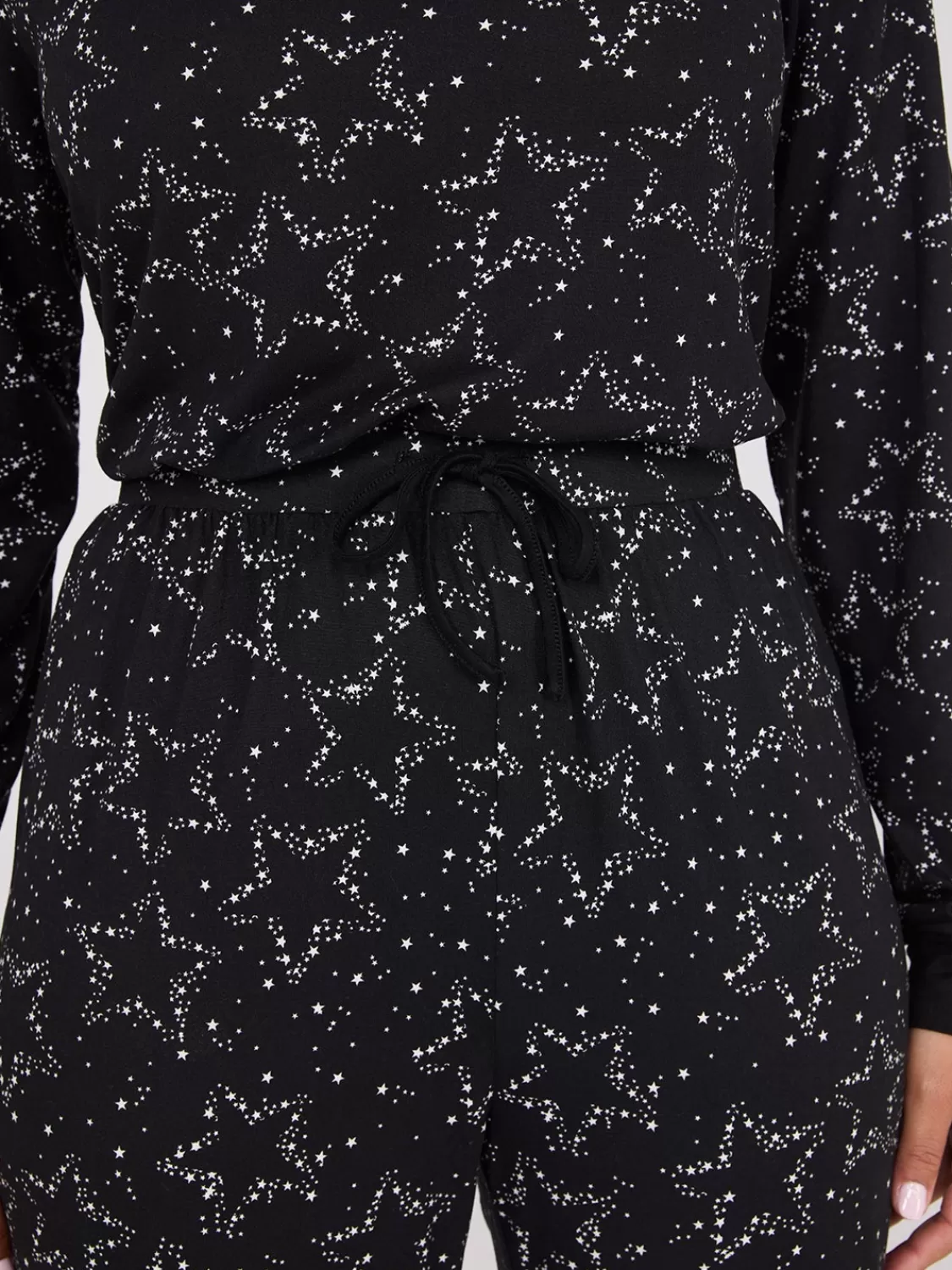 Suzy Shier Lounge & Pjs*Star Print Henley Pajama Set