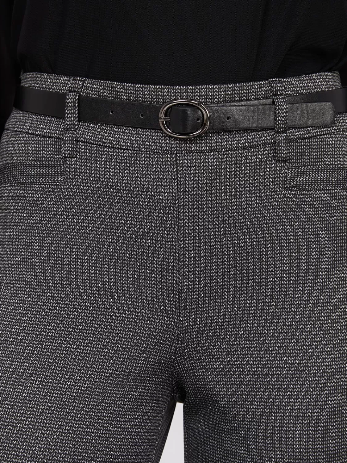 Suzy Shier Bottoms | Pants*Straight Leg Bootcut Pants With Faux Leather Belt