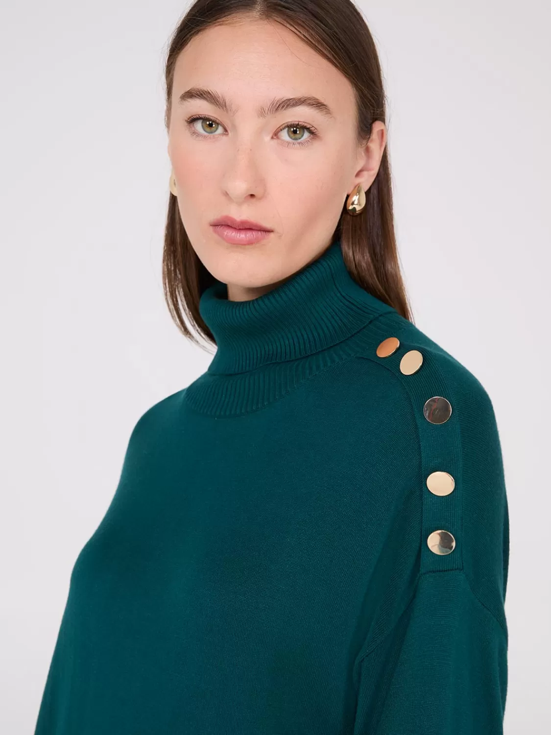 Suzy Shier Long Sleeve | Sweaters & Cardigans*Turtleneck Sweater With Button Details