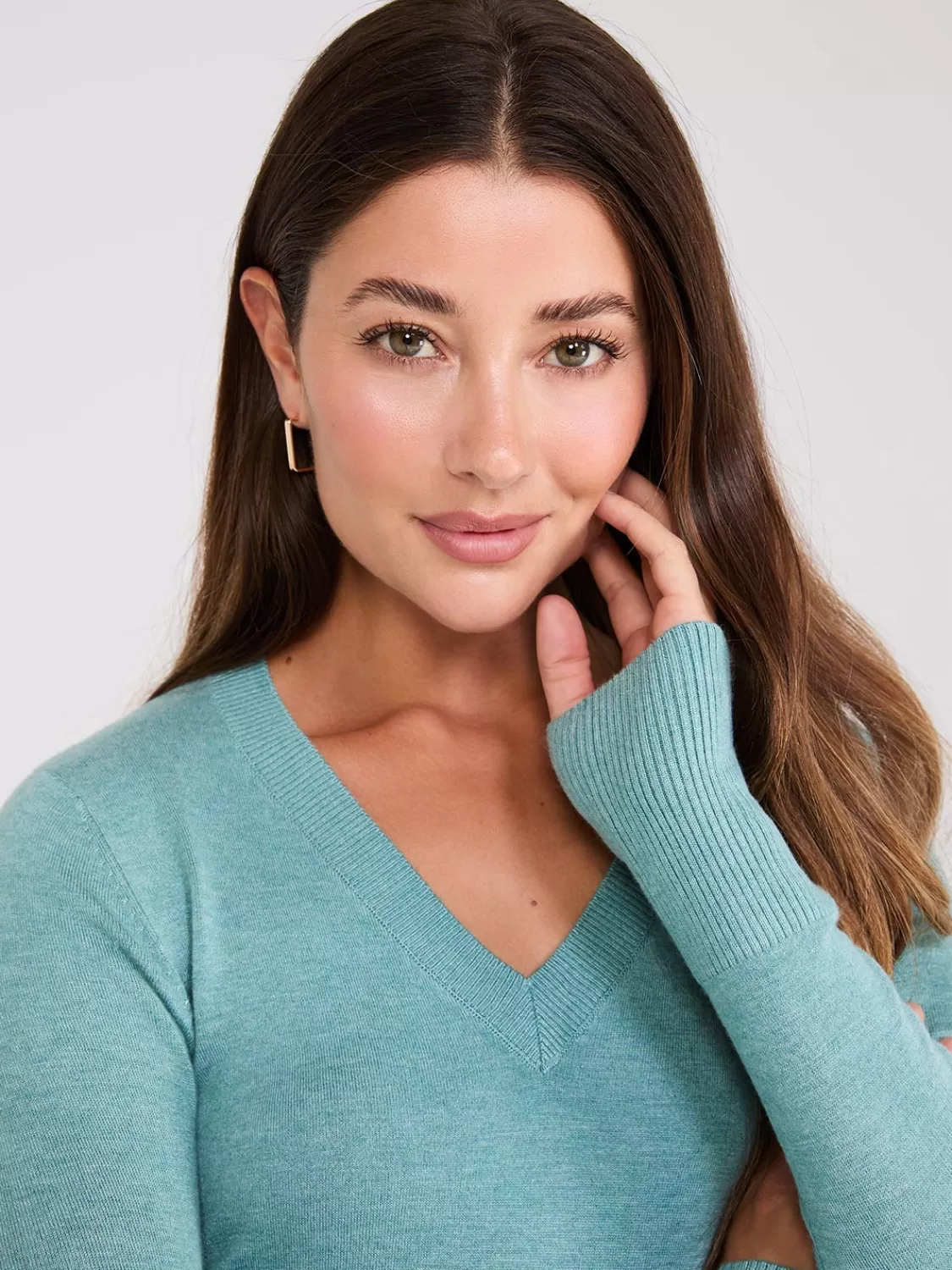 Suzy Shier Long Sleeve | Sweaters & Cardigans*V-Neck Long Sleeve Sweater With Ribbed Details