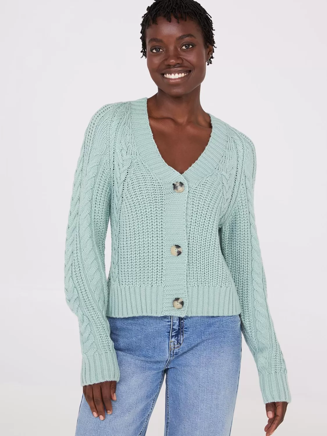 Suzy Shier Long Sleeve | Sweaters & Cardigans*V-Neck Multi Cable Cardigan