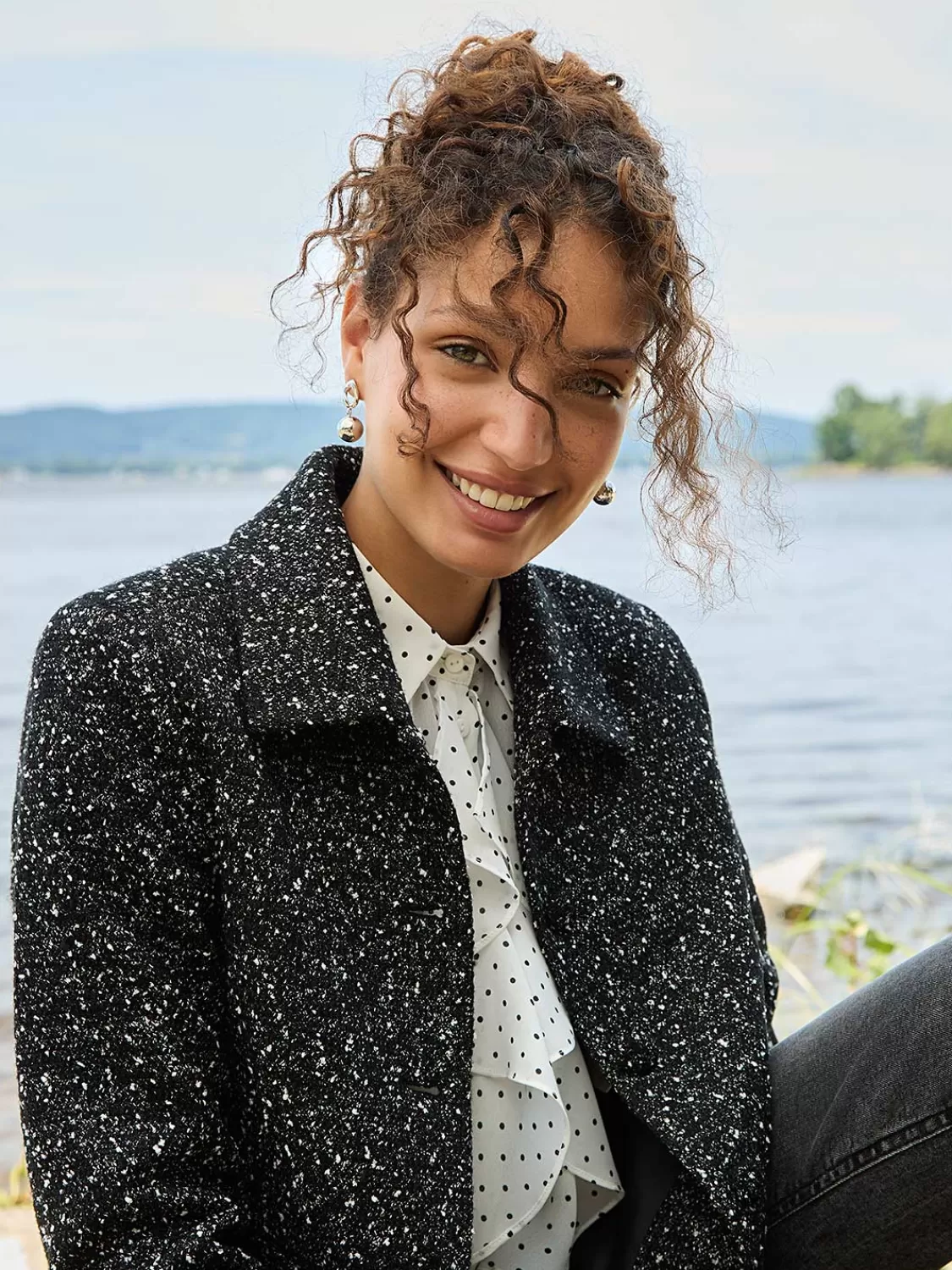 Suzy Shier Blazers & Vests*Waisted Boucle Blazer