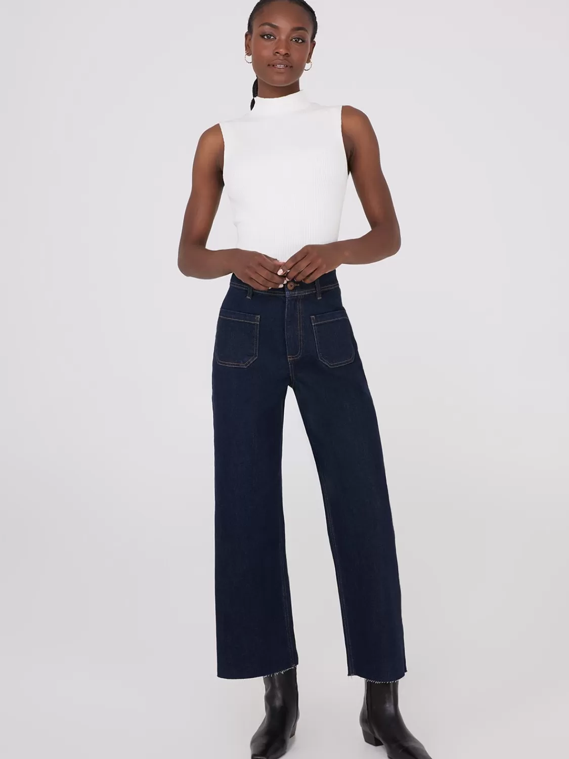Suzy Shier Jeans | Pants*Wide-Leg Raw Edge Jeans