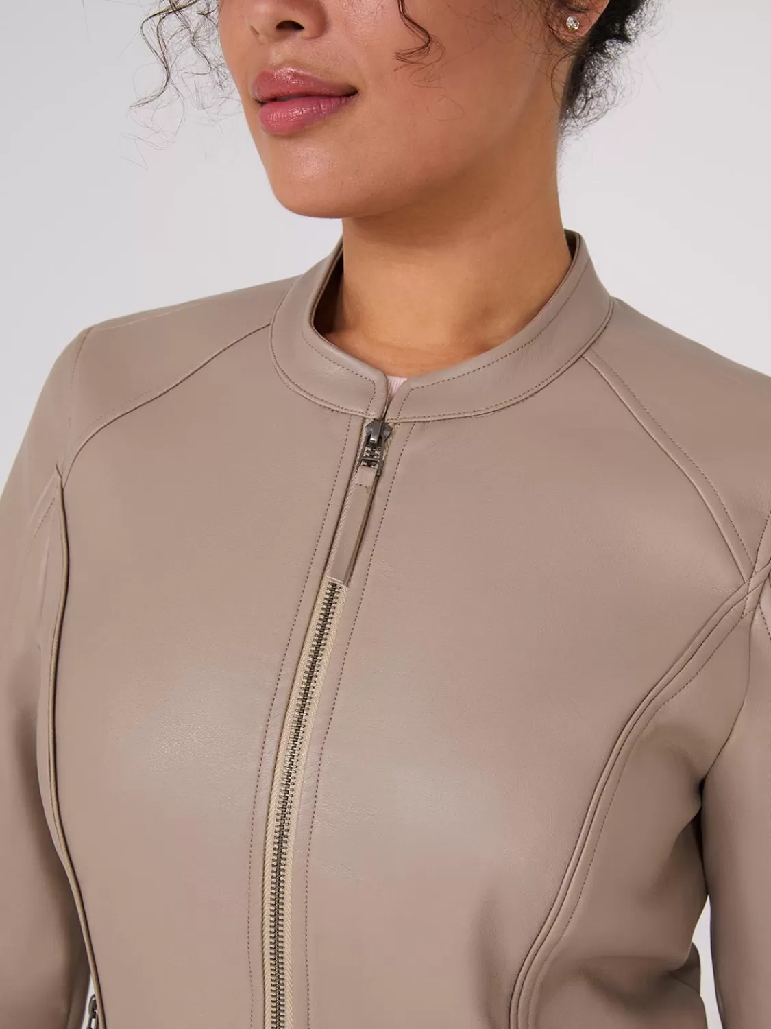 Suzy Shier Puffers & Jackets | Puffers & Jackets*Zip-Front Faux Leather Jacket